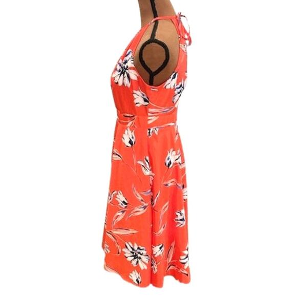 Eliza J. Sleeveless Halter Neck Fit & Flare Orange Mini Dress with Floral Print - Picture 3 of 7